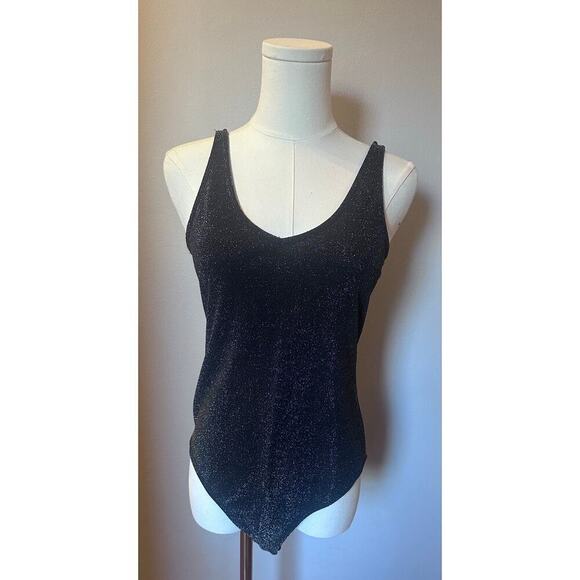 Wild Fable Metallic Black shimmer body suit size Medium - Picture 8 of 10